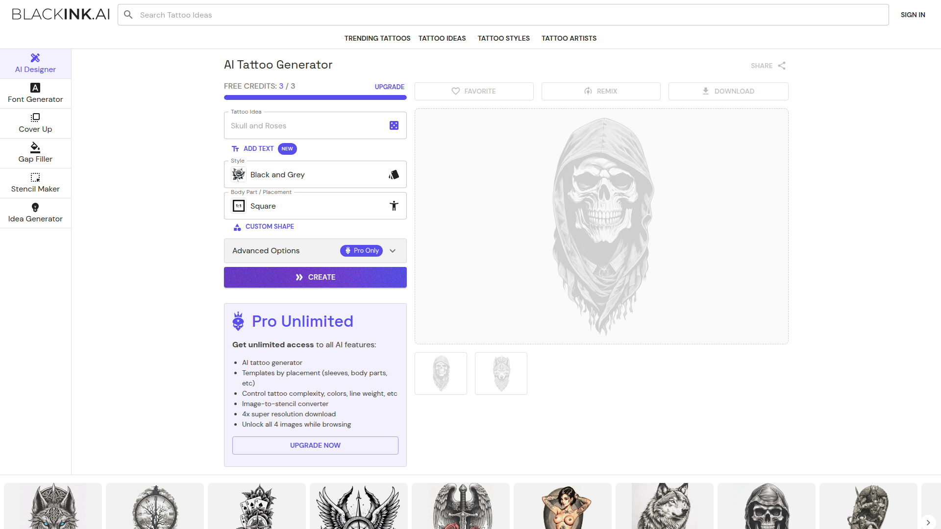 BlackInk AI Tattoo Generator